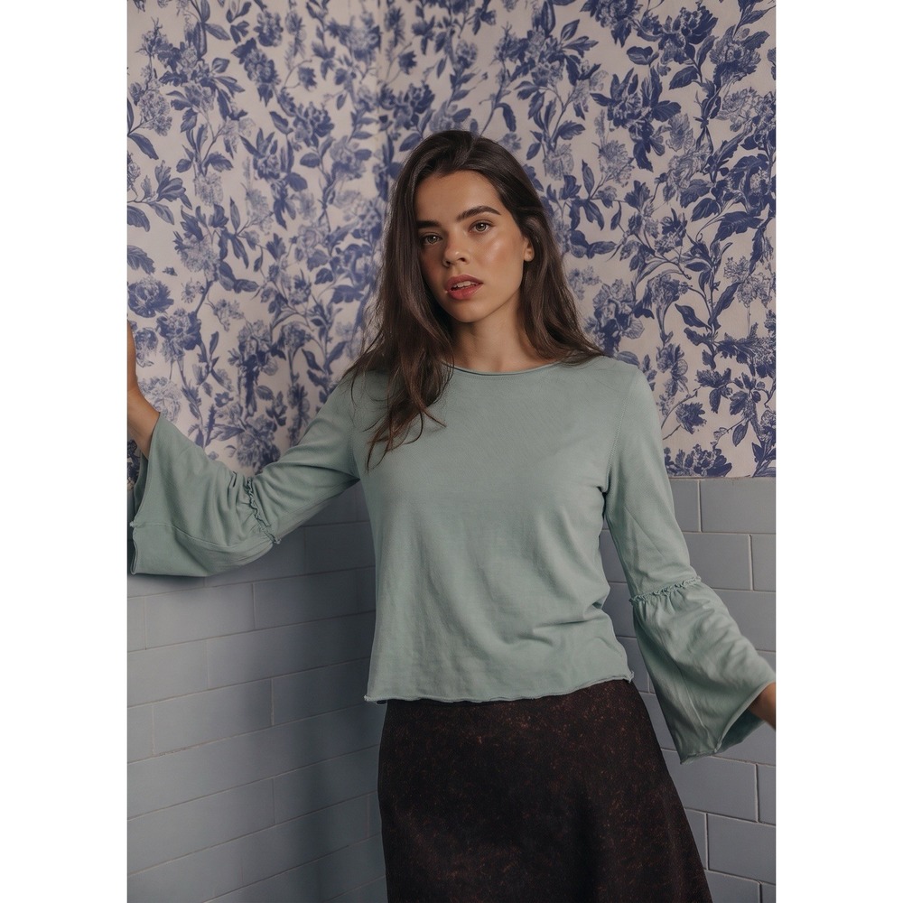 Abercrombie & Fitch Bell Sleeve Top Women's S Sage Green